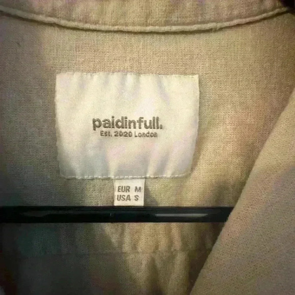 Plaid in Full Button up Cuban Shirt Tan medium - Picture 2 of 4